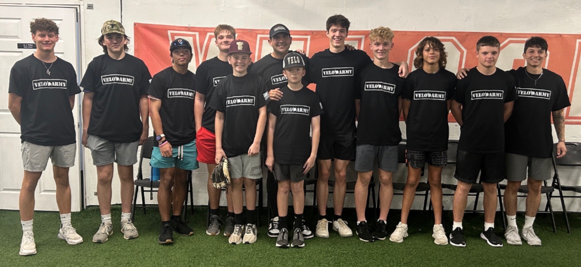 Velo Army team photo at the facility